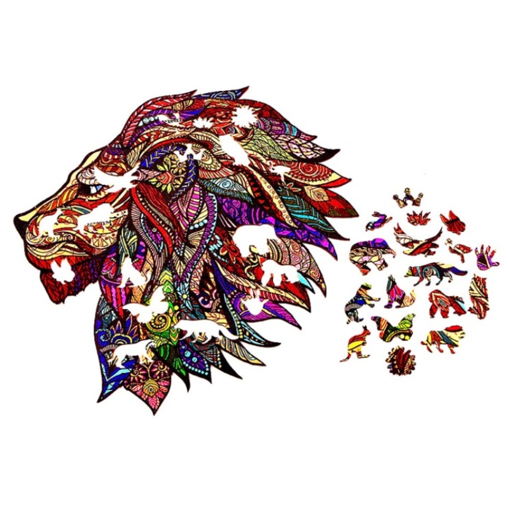 Vibrant Lion Wooden Puzzle